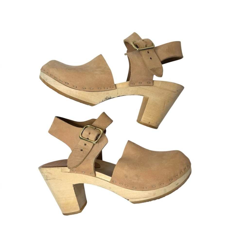 Bryr | Emma Closed Toe High Heel Clogs in Blush Nubuck Leather 35